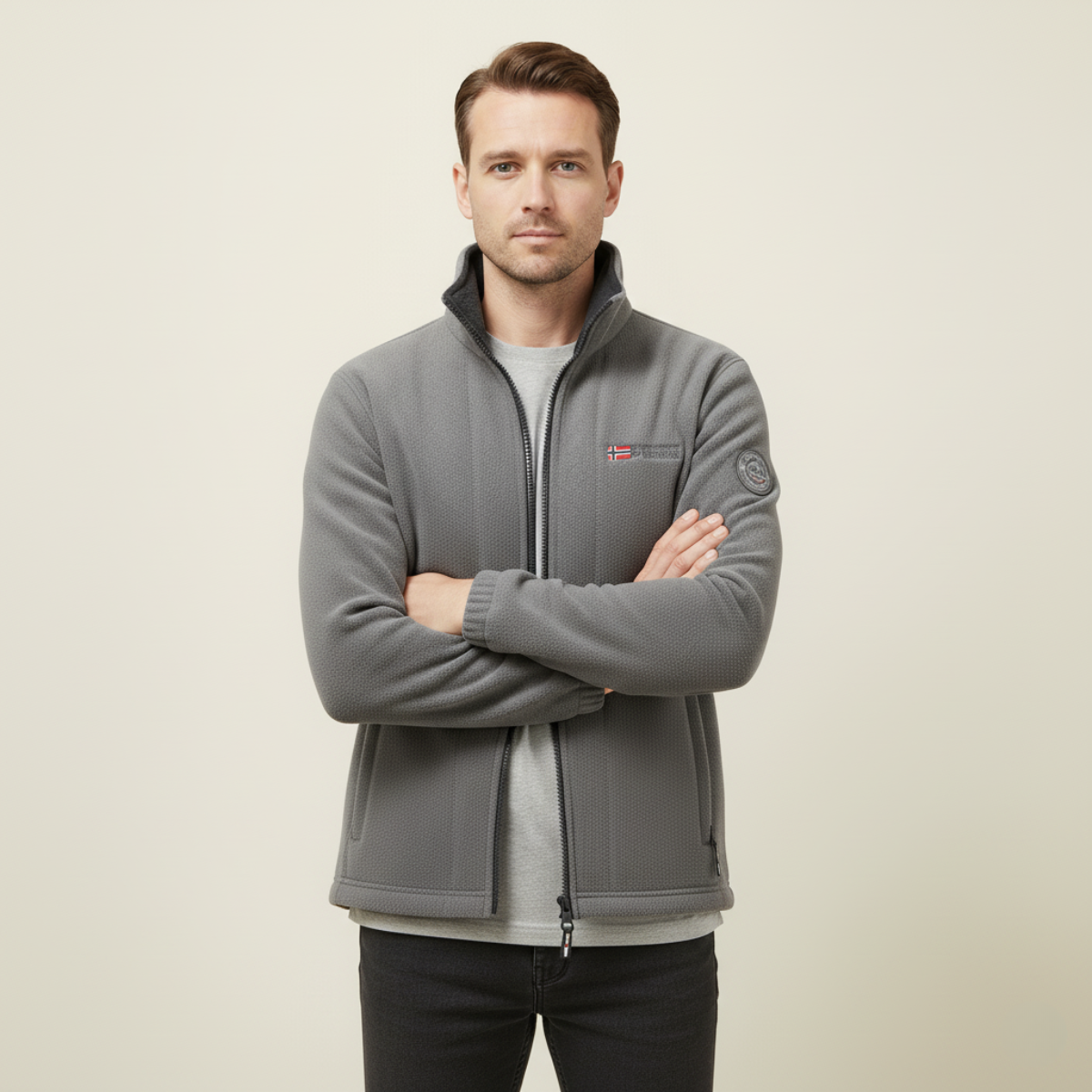 Axel | Men's Fleece Jacket Black Zip Up Lightweight