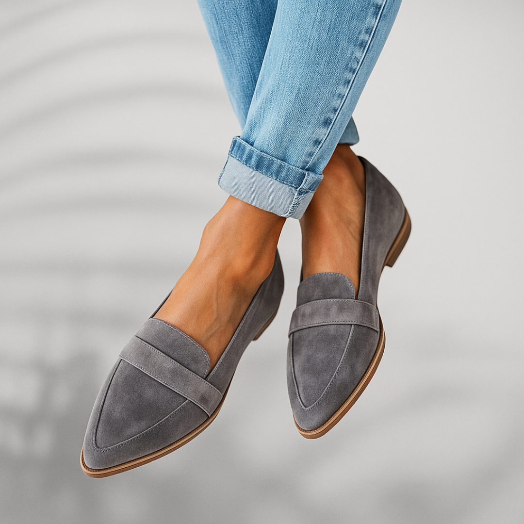 Rue | Women's Pointed Loafer Slip On Shoes Black Suede