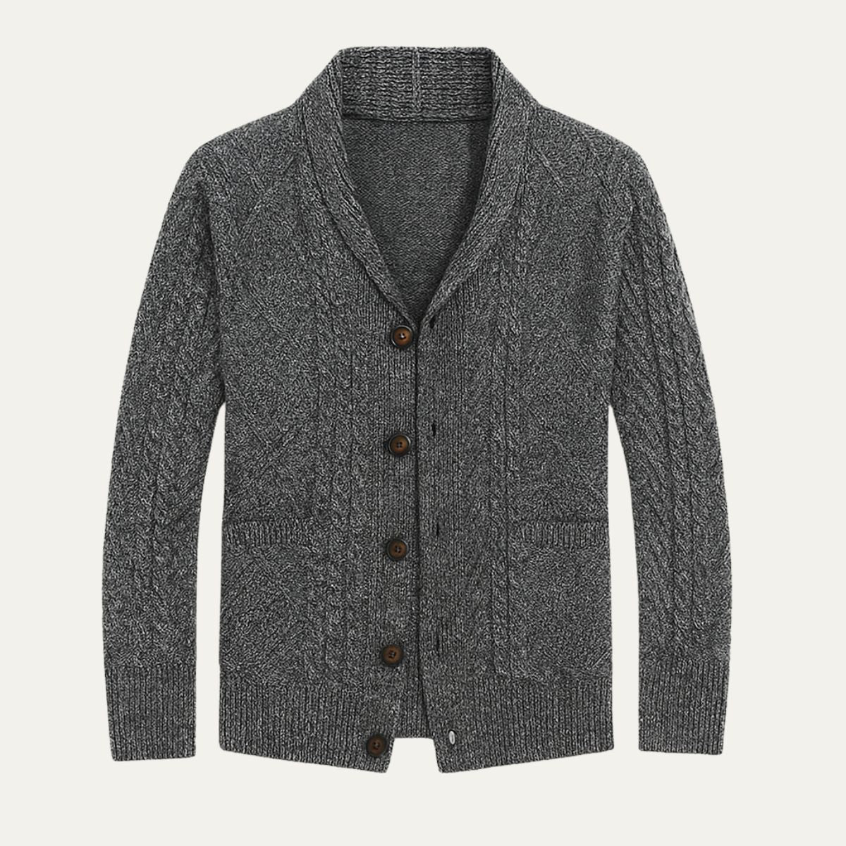 Rowan | Men's Cashmere Cardigan Charcoal Gray Button Up