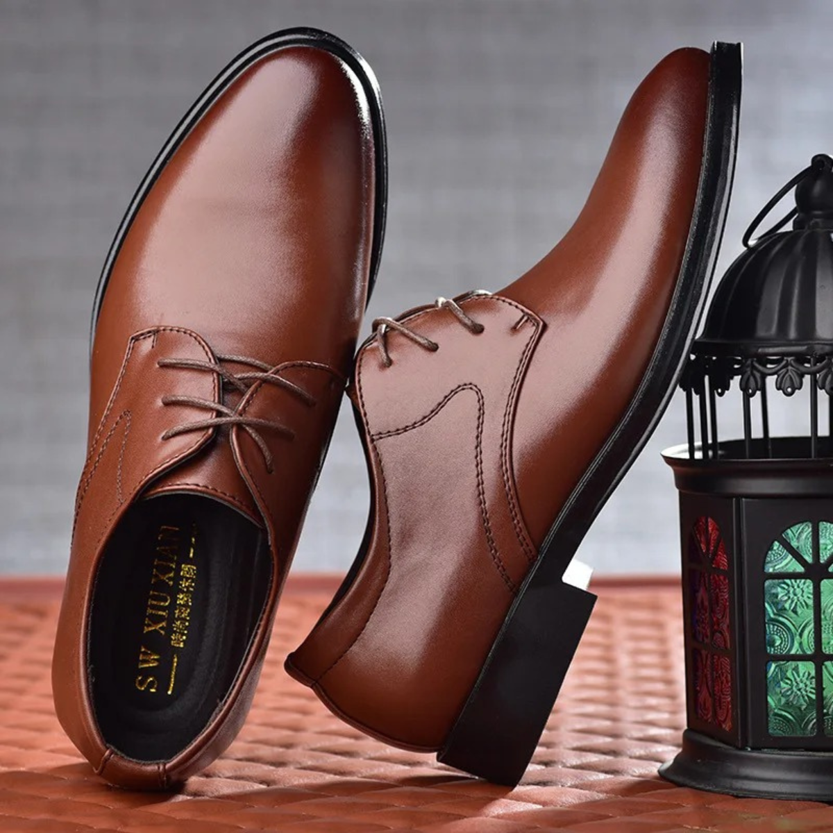 Axel | Men's Leather Oxford Dress Shoe Brown Black Sole