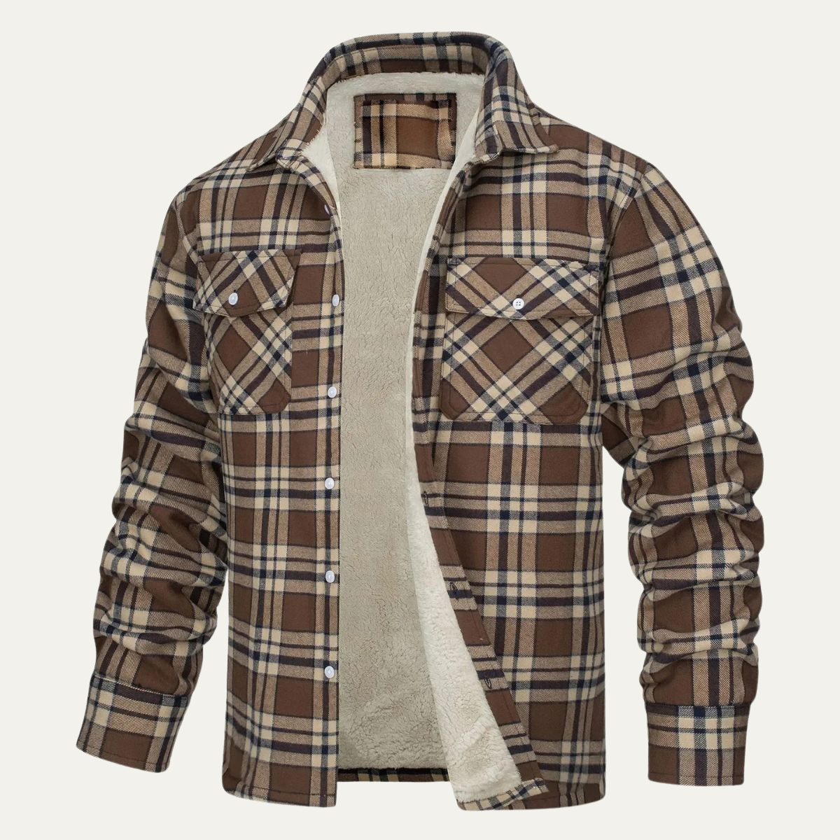 Bram | Men's Flannel Shirt Black White Plaid Long Sleeve Button Up