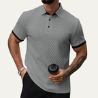 Dama Washington Bram men's casual textured polo shirt gray black trim - view 4