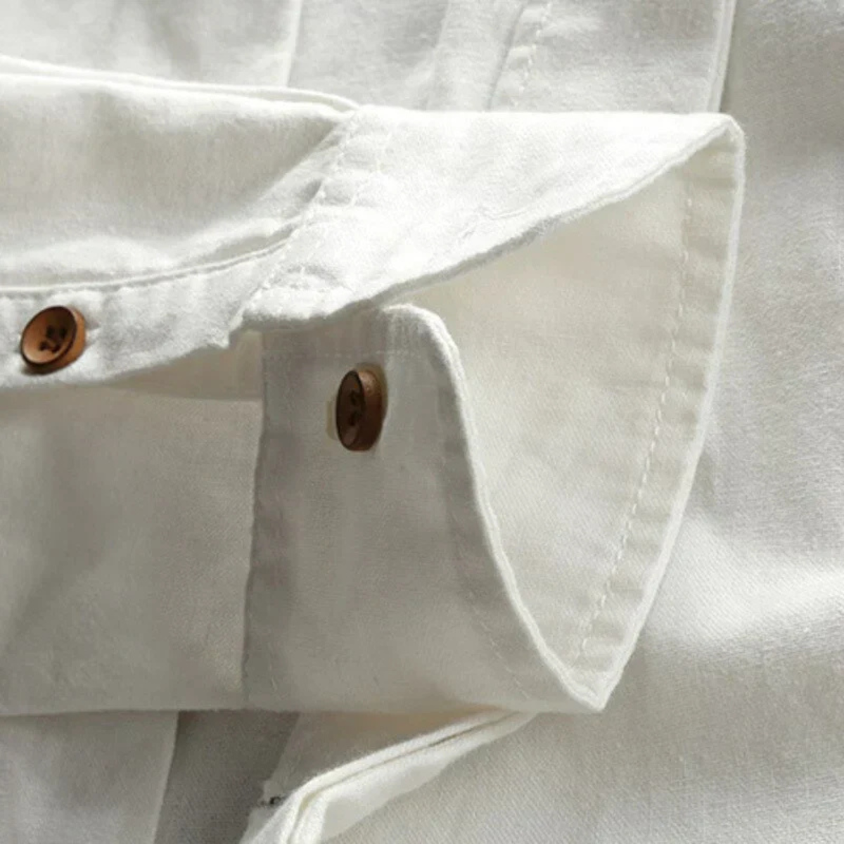Axel | Men's Linen Button Up Shirt White Long Sleeve