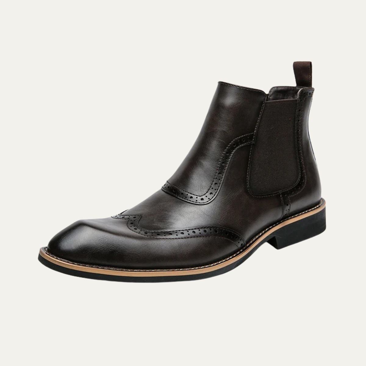 Axel | Men's Brogue Chelsea Dress Boots Brown Leather