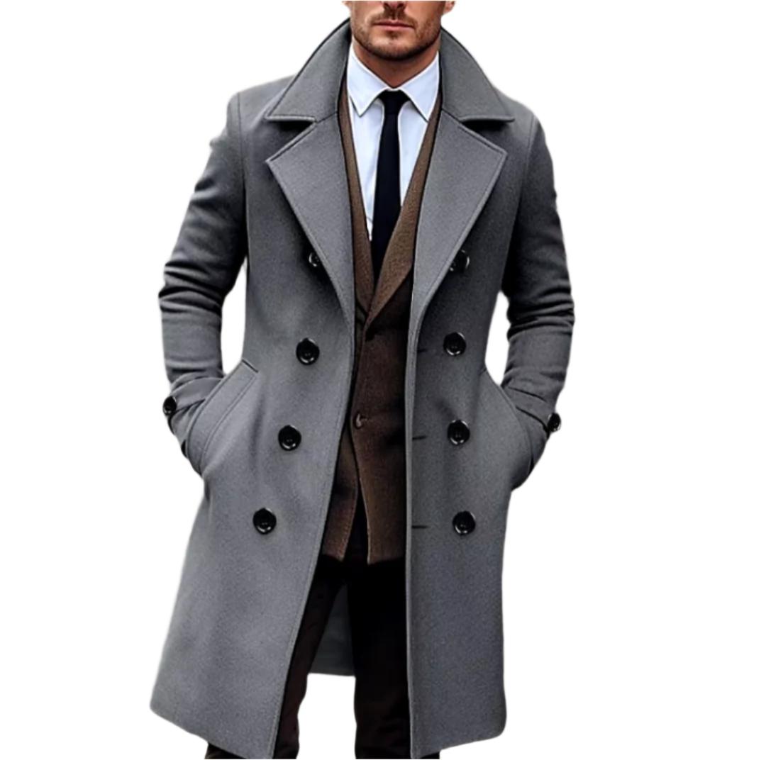 Axel | Men's Double Breasted Wool Coat Gray