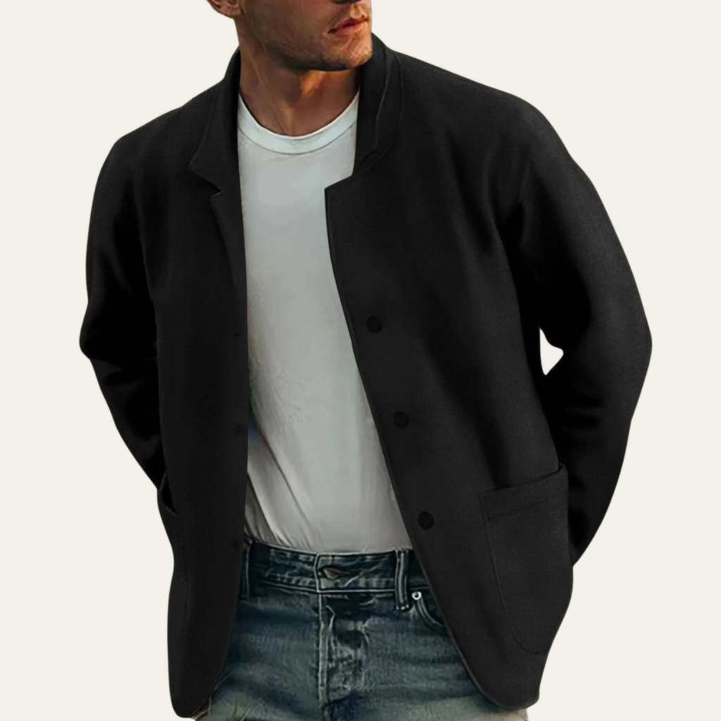 Dama Washington Voss men's smart casual lightweight blazer black - front view