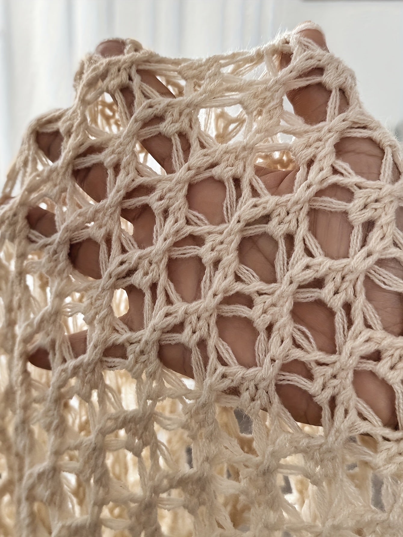 Ivy | Women's Crochet Cardigan Cream Open Front Long Sleeve