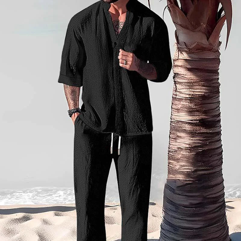 Nico | Men's Linen Sweatsuit Cream Relaxed Fit