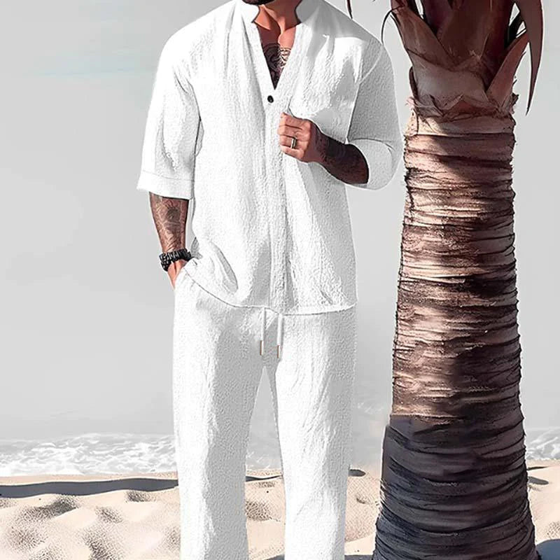 Nico | Men's Linen Sweatsuit Cream Relaxed Fit