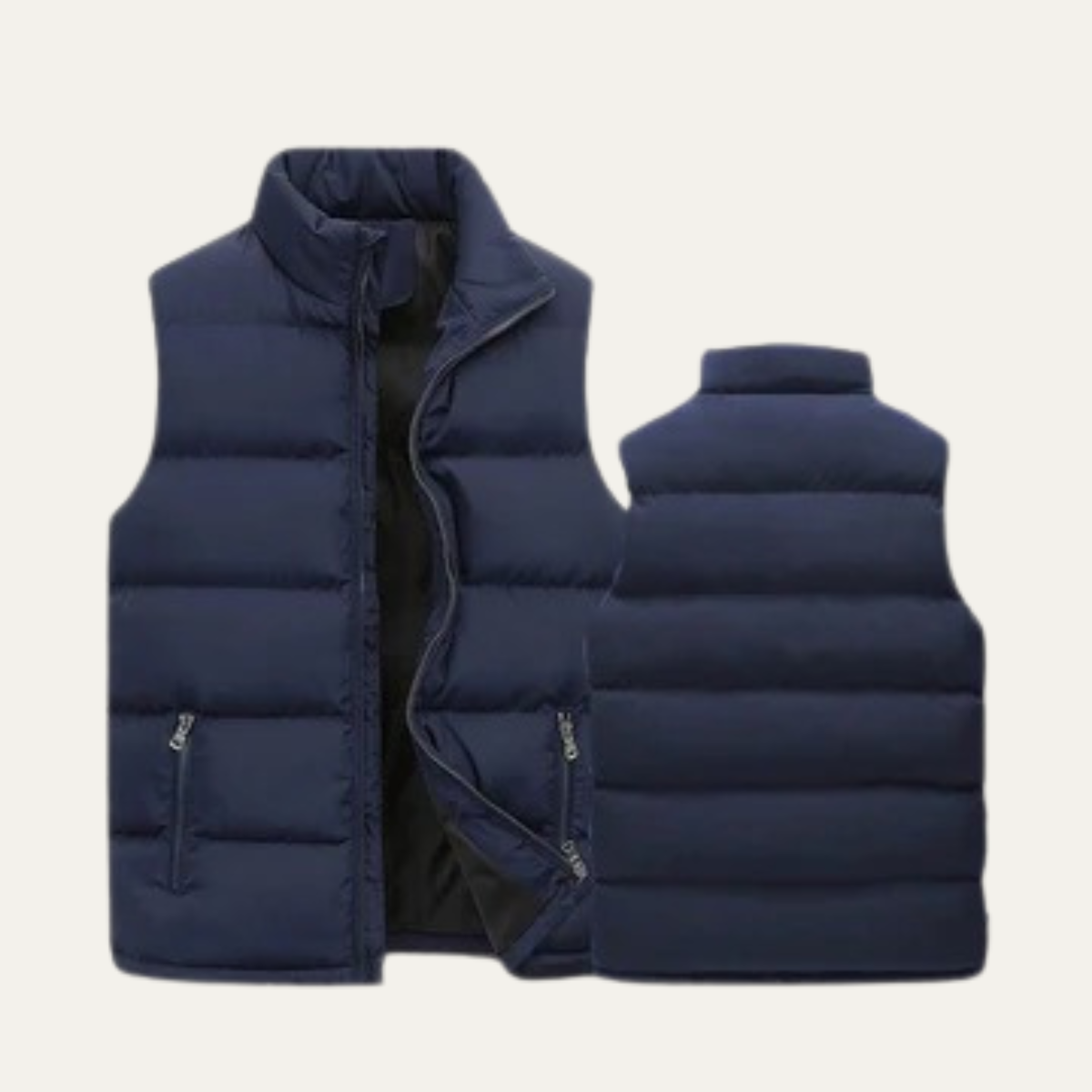 Ash | Men's Puffer Vest Black Quilted Zip Up