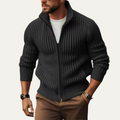 Dama Washington Flint men's ribbed zip up cardigan black - front view