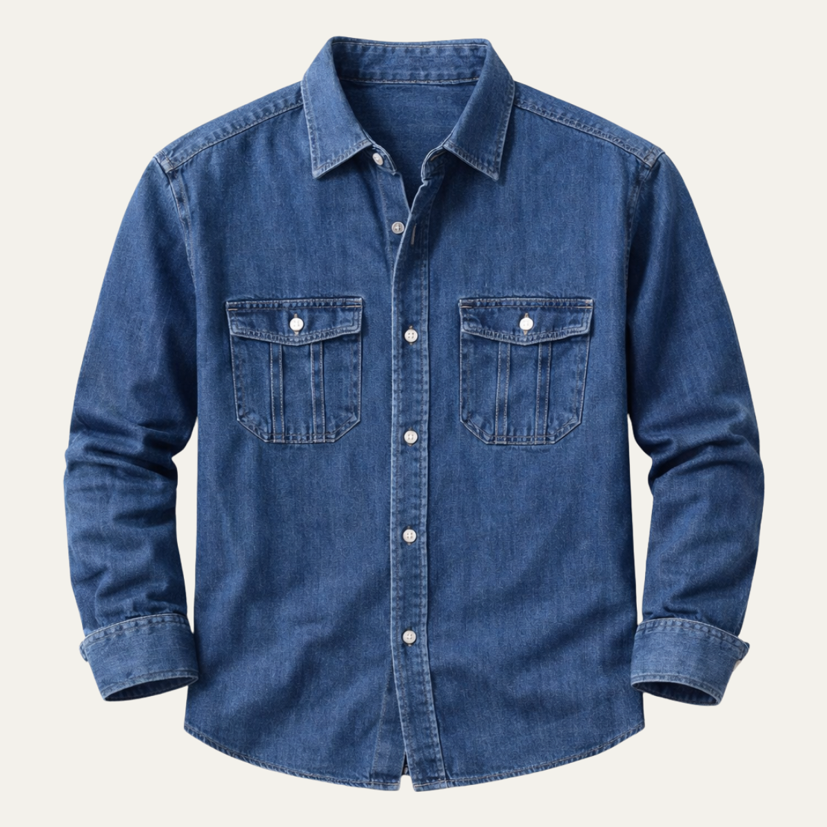Beau | Men's Denim Shirt Light Blue Long Sleeve Chest Pocket