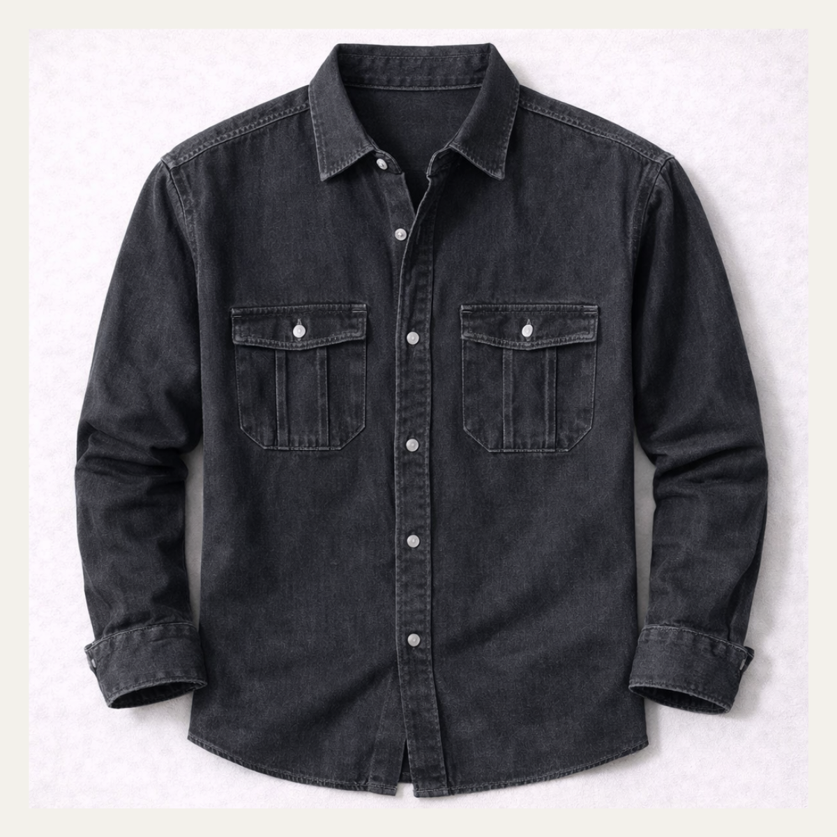Beau | Men's Denim Shirt Light Blue Long Sleeve Chest Pocket