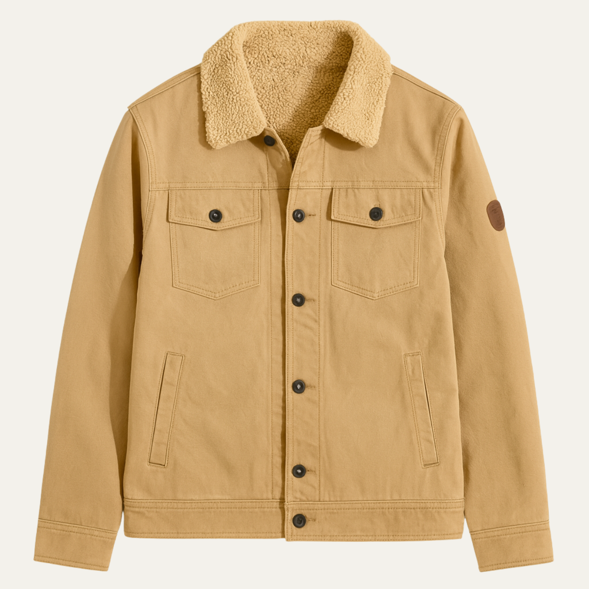 Axel | Men's Sherpa Lined Utility Jacket Beige