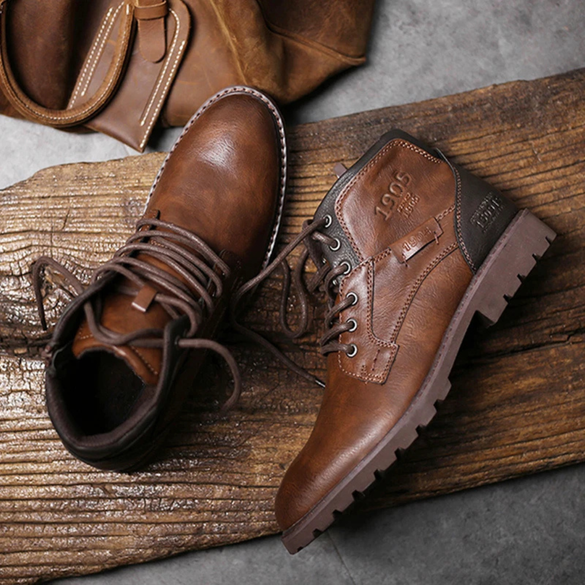 Axel | Men's Lace Up Leather Ankle Boots Brown