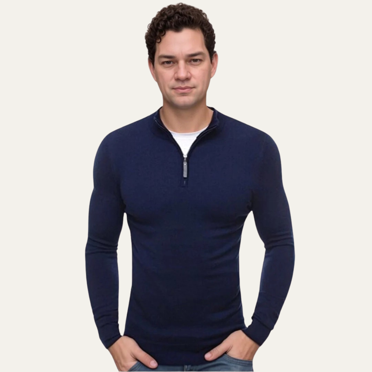 Bram | Men's Quarter Zip Sweater Black Long Sleeve