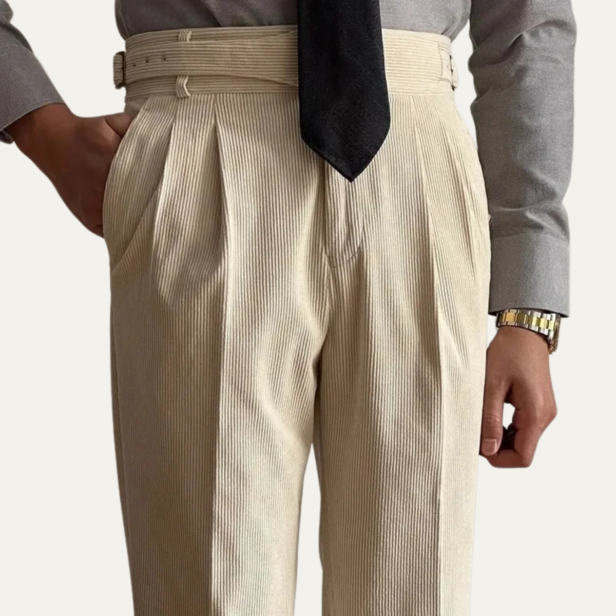 Beau | Men's Pleated Dress Pants Gray