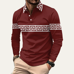 Dama Washington Beau men's casual polo shirt brown greek key print - view 5