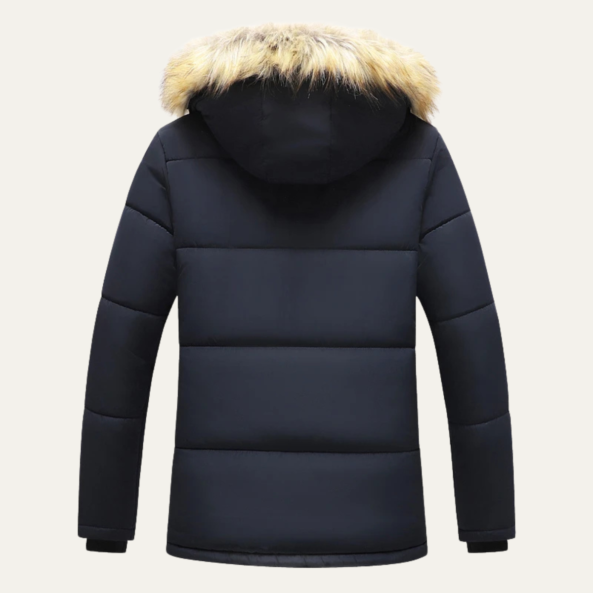 Luca | Men's Puffer Jacket Black Fleece Lined Hooded Winter