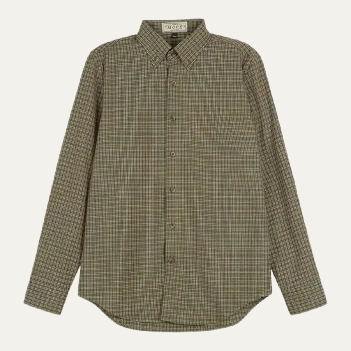 Ash | Men's Casual Check Button Up Shirt Olive