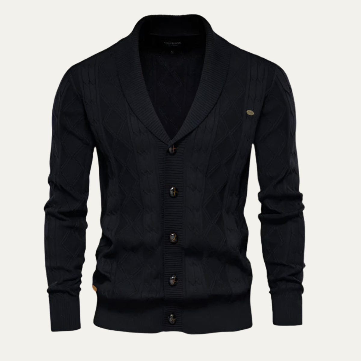 Bram | Men's Quilted Diamond Cardigan Brown Button Up