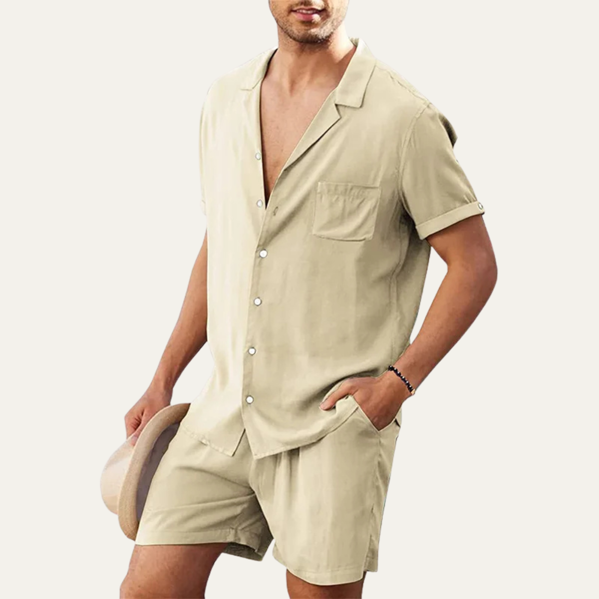 Ash | Men's Camp Collar Shirt Black Short Sleeve