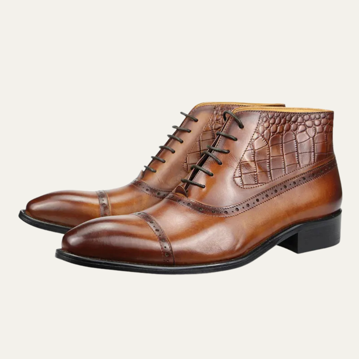 Ivo | Men's Leather Ankle Boot Brown Lace Up Brogue