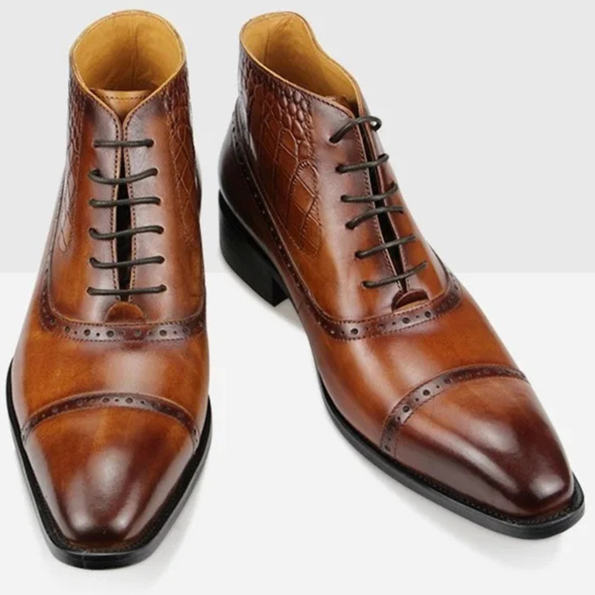 Ivo | Men's Leather Ankle Boot Brown Lace Up Brogue