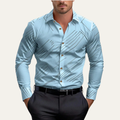 Dama Washington Axel men's geometric print button up shirt light blue - front view