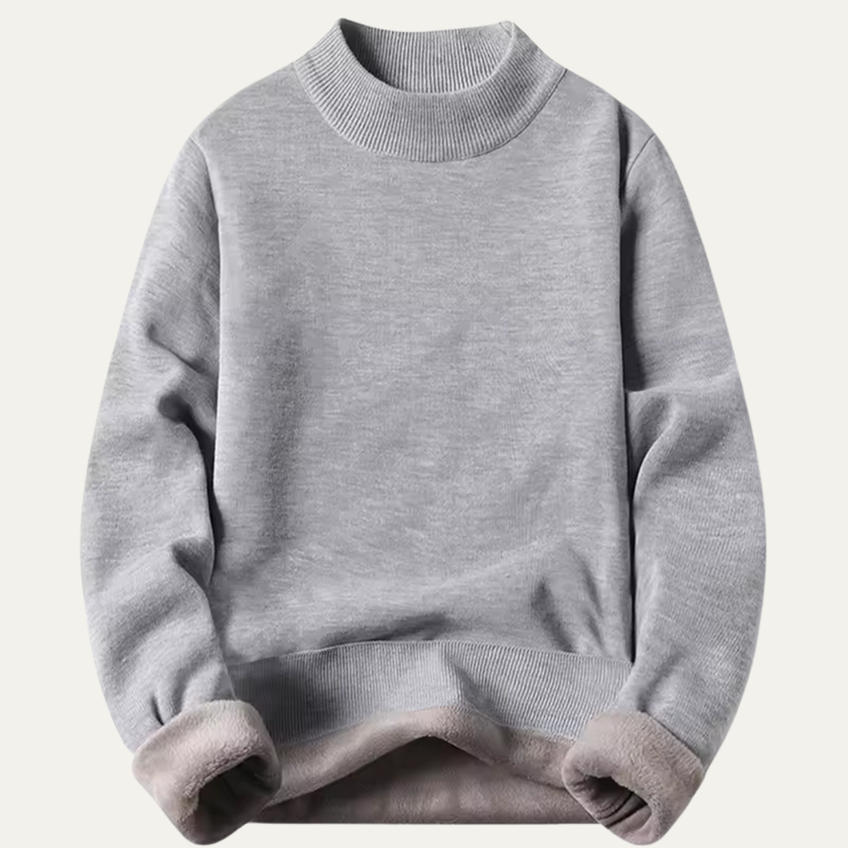 Voss | Men's Crew Neck Sweatshirt Brown Fleece Lined