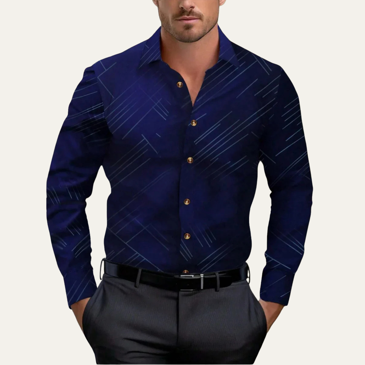 Axel | Men's Geometric Print Button Up Shirt Light Blue