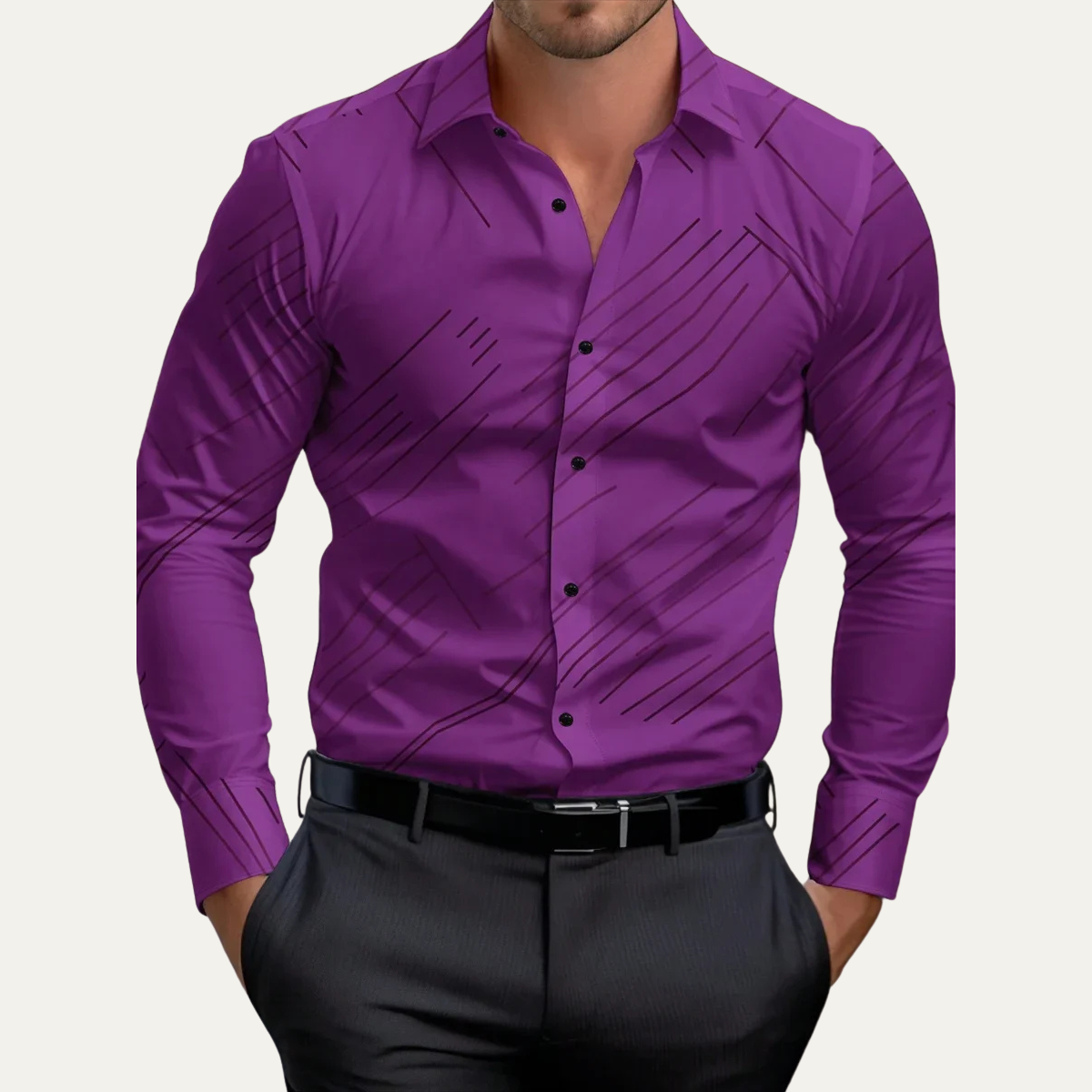 Caleb | Men's Geometric Print Button Up Shirt Gray