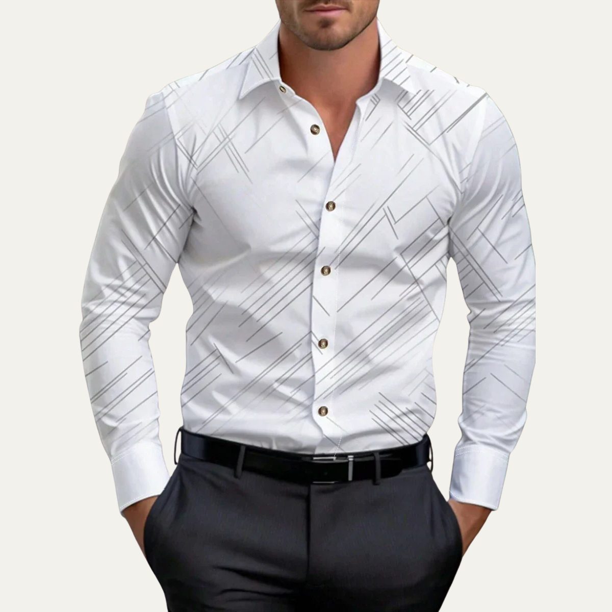 Caleb | Men's Geometric Print Button Up Shirt Gray