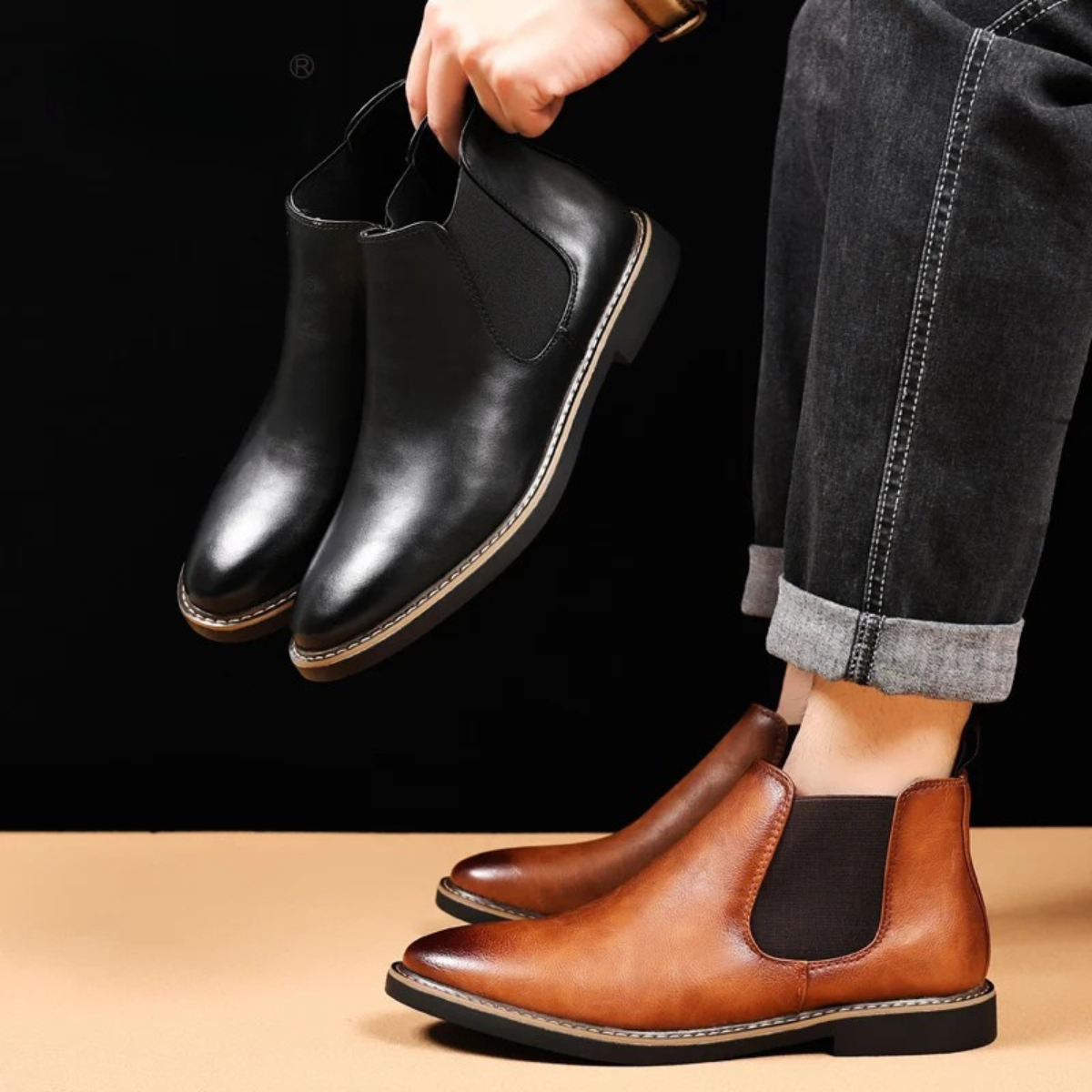 Sage | Men's Leather Chelsea Boot Black