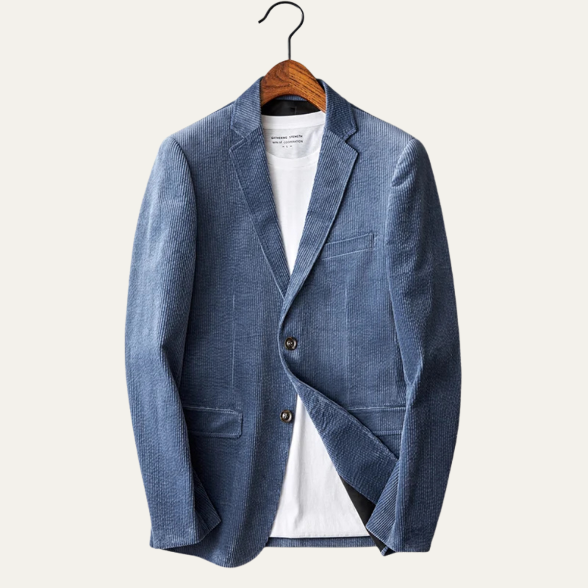 Ezra | Men's Casual Corduroy Blazer Beige Single Breasted