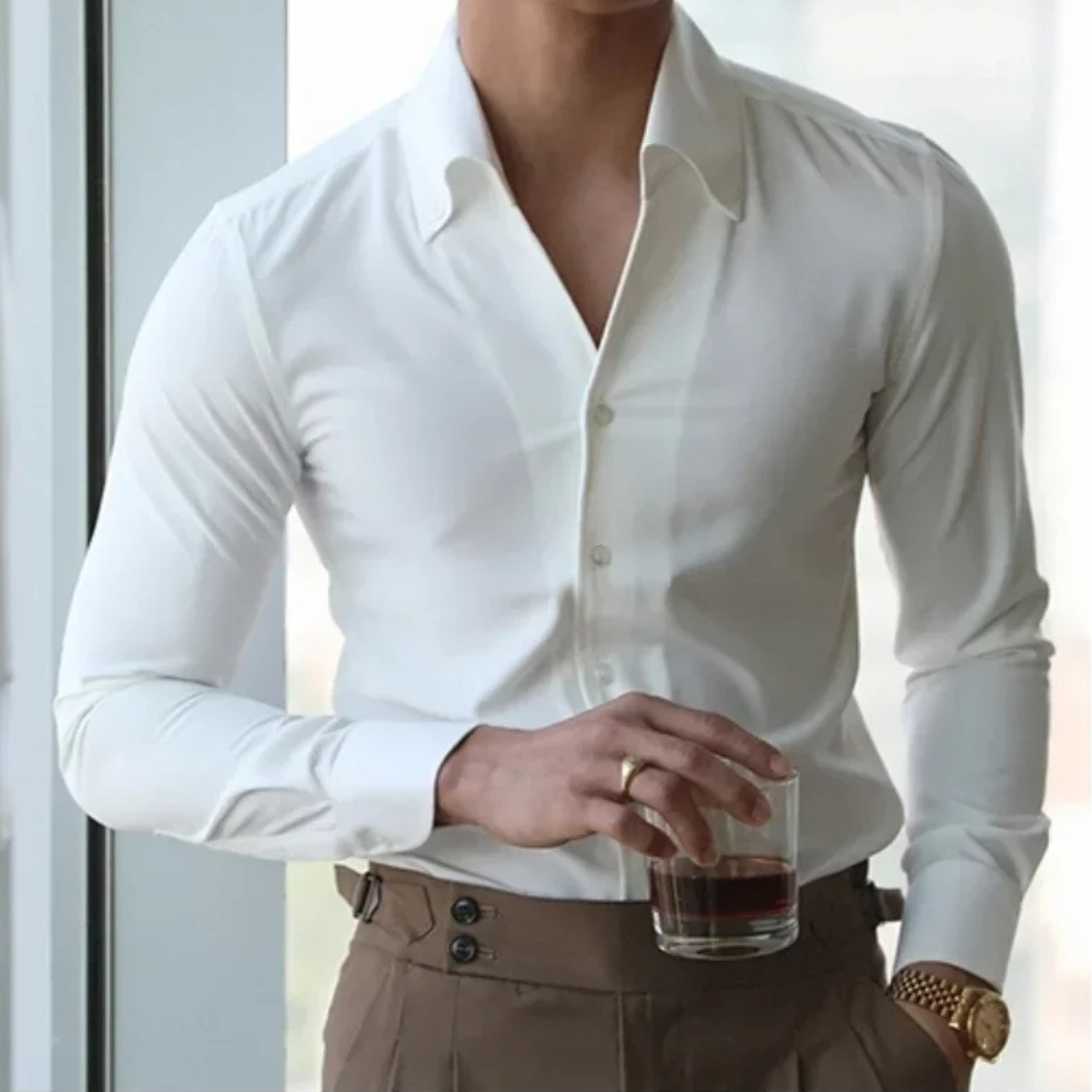 Elliot | Men's Slim Fit Dress Shirt Light Blue Long Sleeve