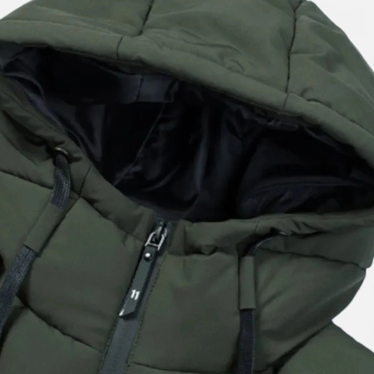 Rhys | Men's Puffer Jacket Olive Hooded Quilted Winter