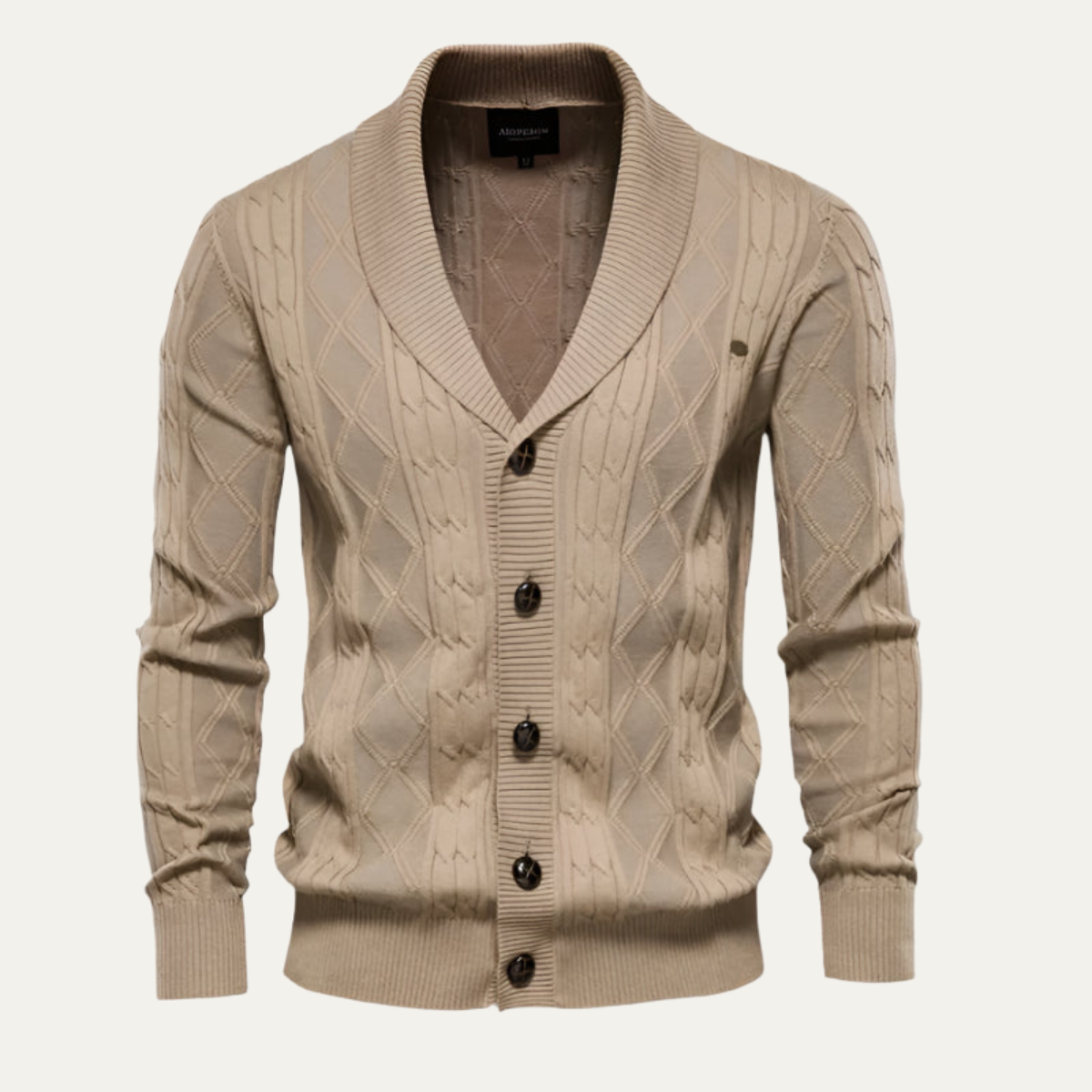 Bram | Men's Quilted Diamond Cardigan Brown Button Up