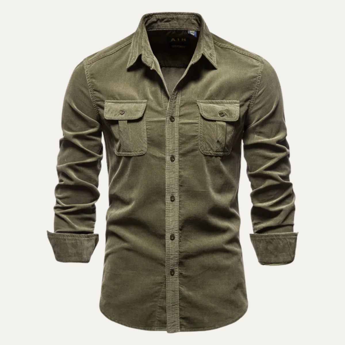 Kade | Men's Utility Denim Shirt Olive Long Sleeve