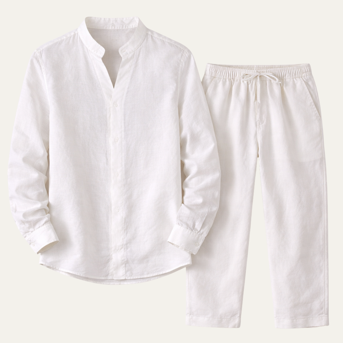 Ash | Men's Casual Linen Pants Cream Drawstring