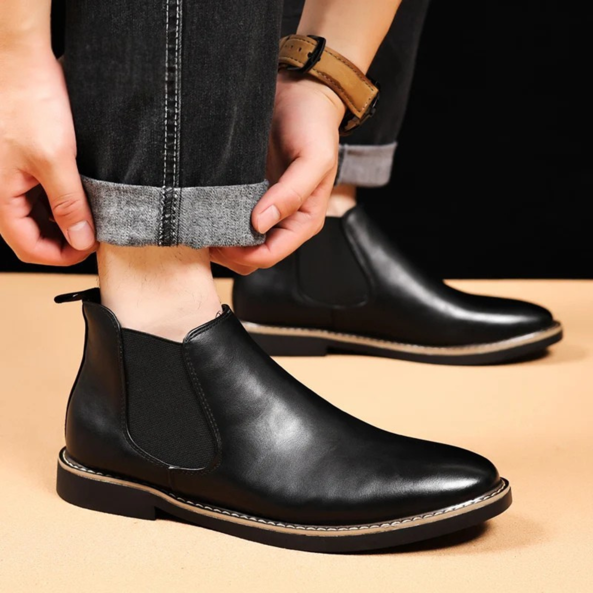 Sage | Men's Leather Chelsea Boot Black