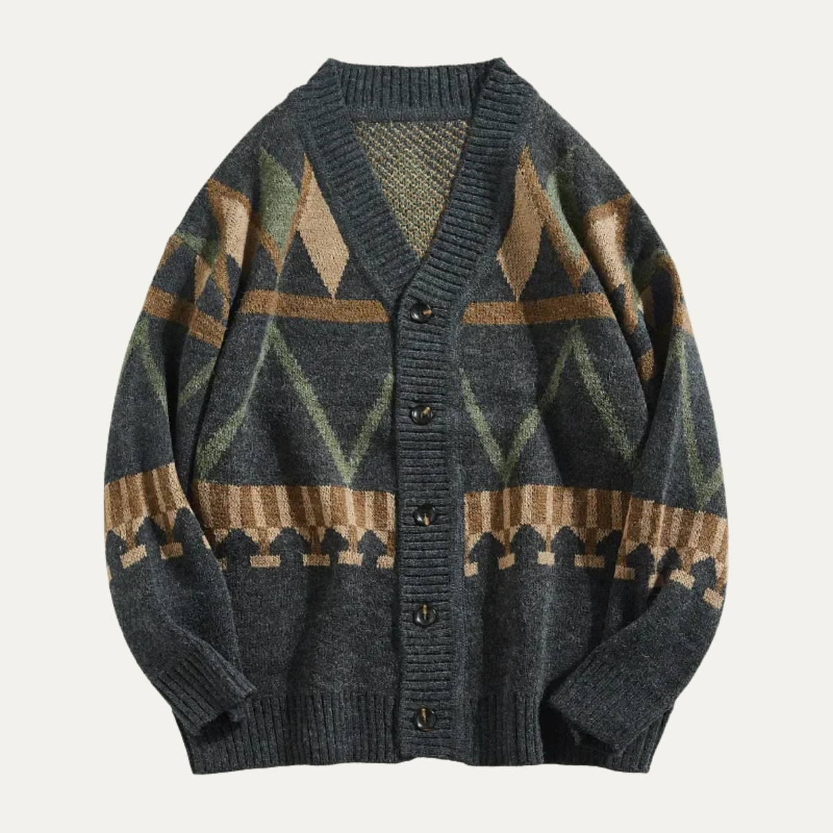 Jasper | Men's Argyle Cardigan Charcoal Gray