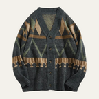 Dama Washington Jasper men's argyle cardigan charcoal gray - front view