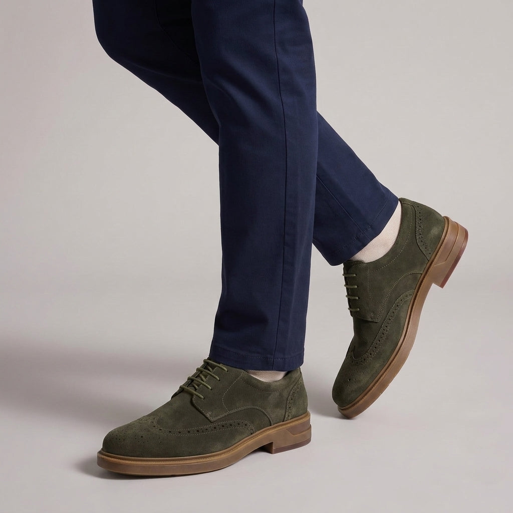 Dama Washington Ezra suede wingtip oxford shoes Green - on foot detail