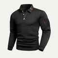 Dama Washington Axel men's quilted polo shirt black long sleeve - front view