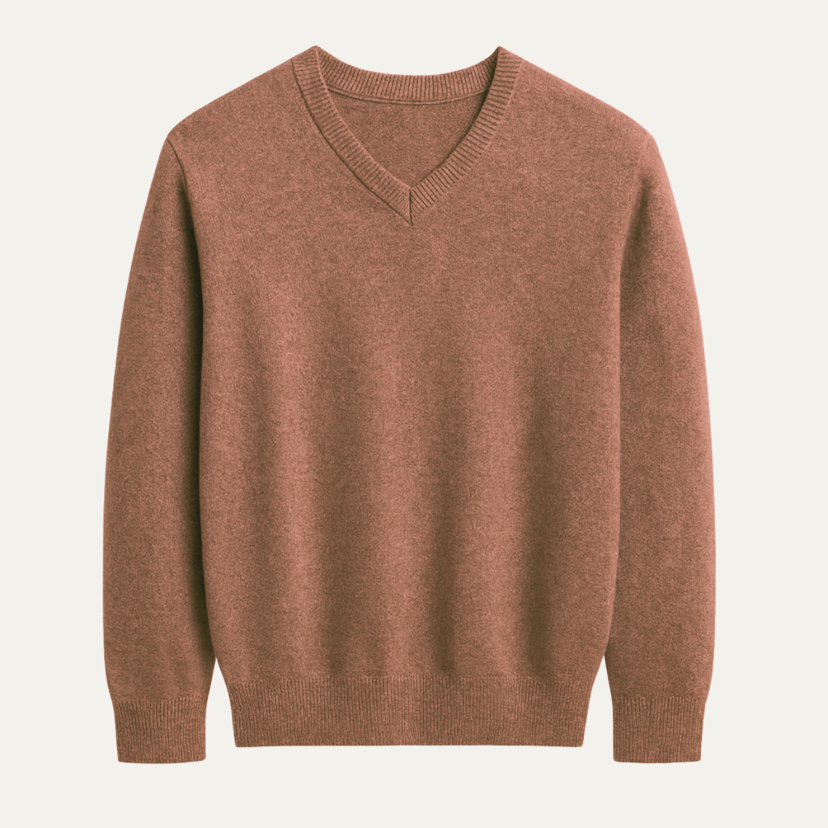 Beau | Men's V Neck Sweater Camel Wool Blend