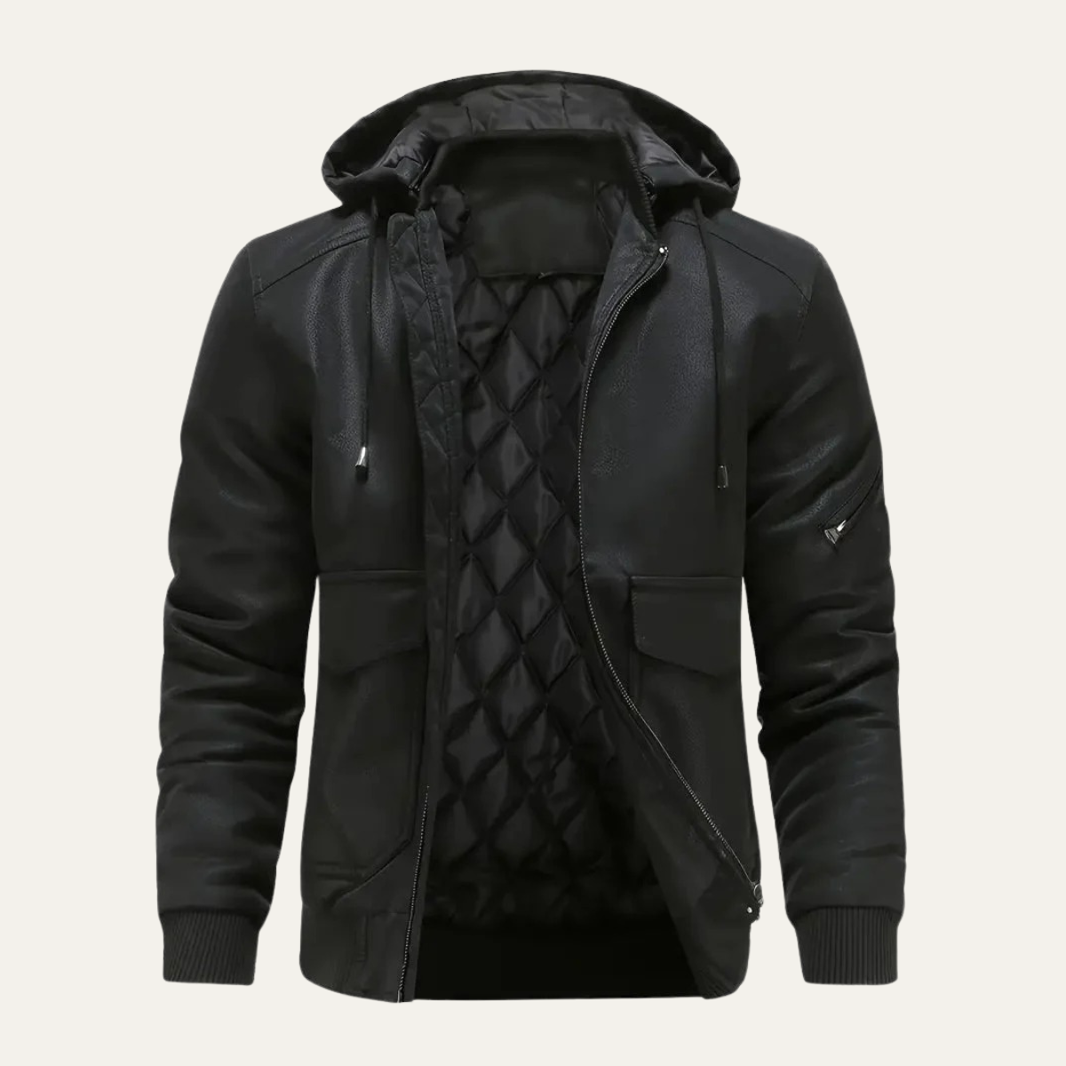 Sage | Men's Quilted Puffer Jacket Brown Hooded
