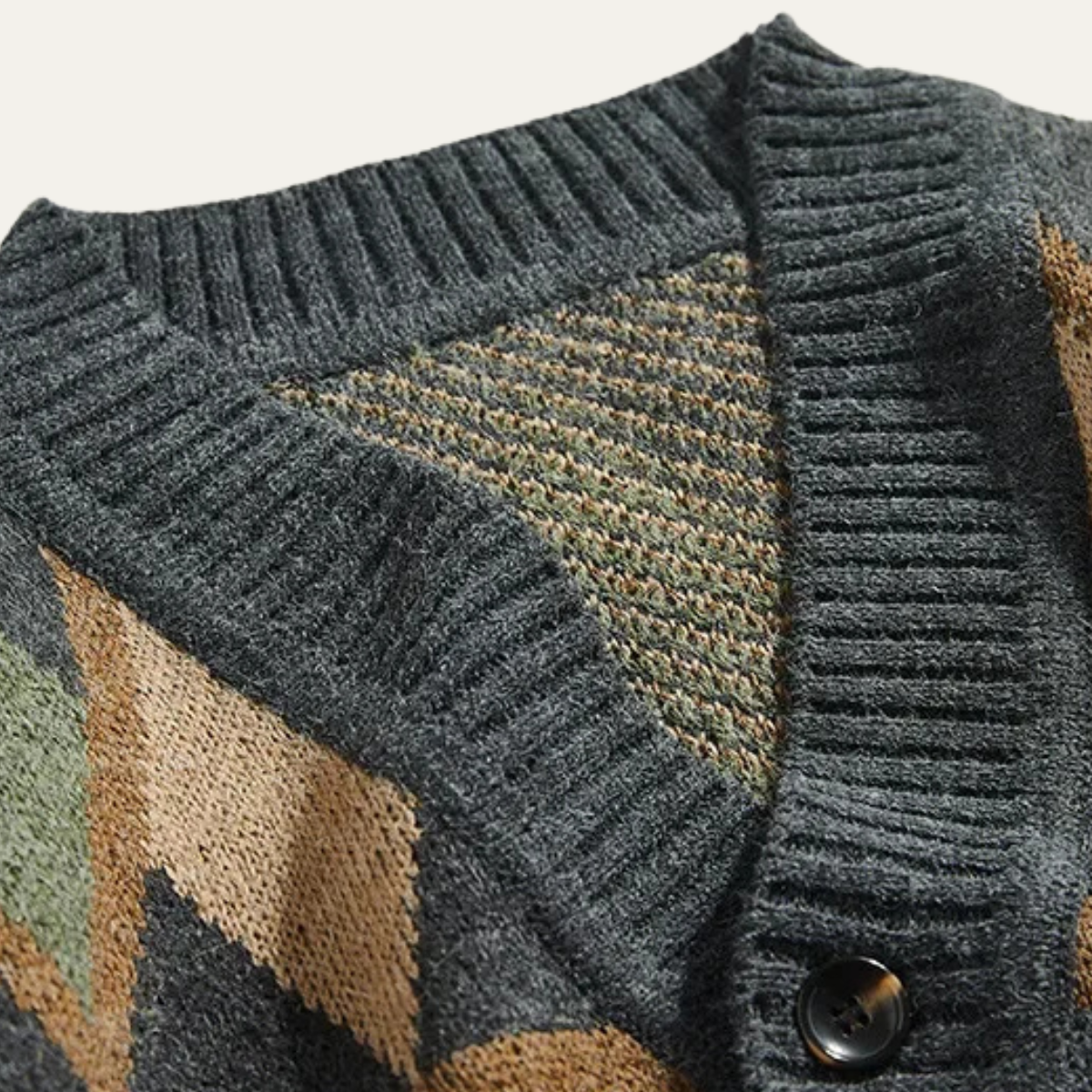 Jasper | Men's Argyle Cardigan Charcoal Gray