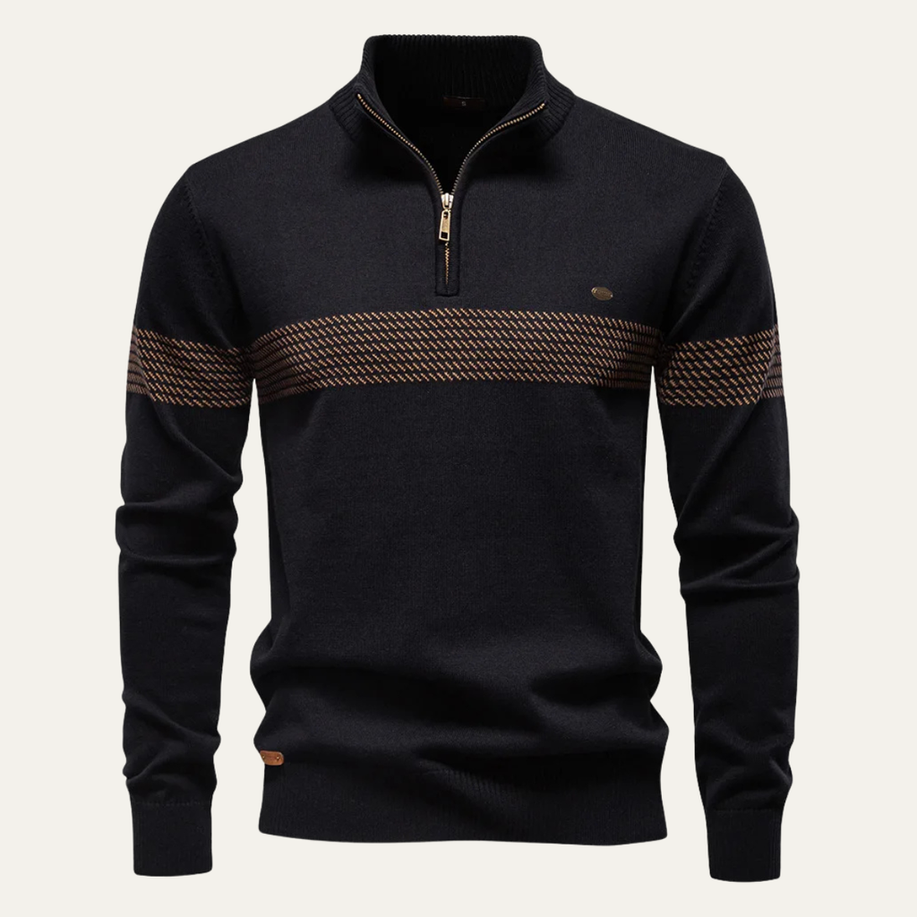 Dama Washington Ivo men's casual quarter zip sweater navy stripe - view 2