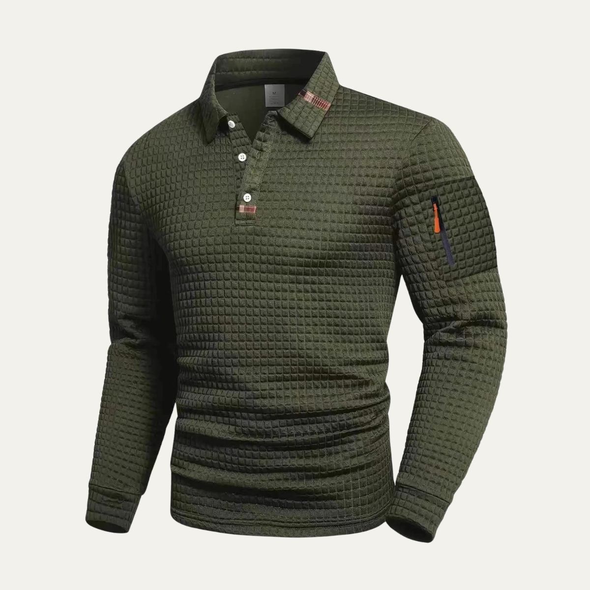 Axel | Men's Quilted Polo Shirt Black Long Sleeve